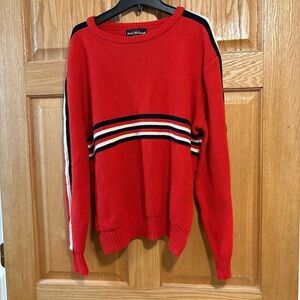 Vintage 90’s Retro Jean Michaud Men’s L Red White Blue Striped Crewneck Sweater
